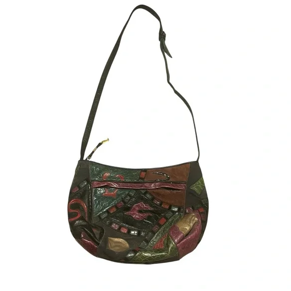Sharif Multicolor Leather Patchwork Shoulder Bag - Picture 3 of 9